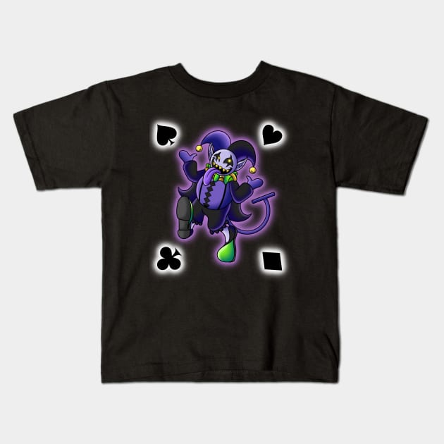 Jevil's Jape (V2) Kids T-Shirt by Satin-Bowerbird